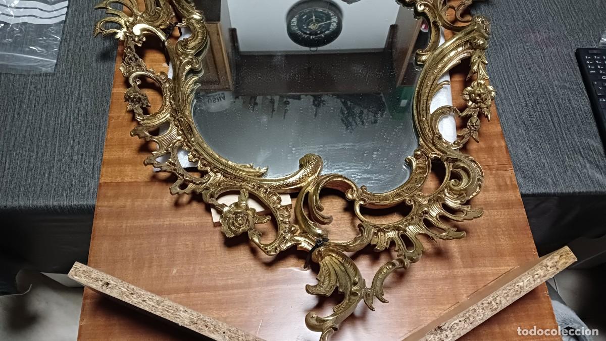 Antig&uuml;edades: ESPEJO CORNUCOPIA EN BRONCE DECADA DE LOS 60 VINTAGE - Foto 4