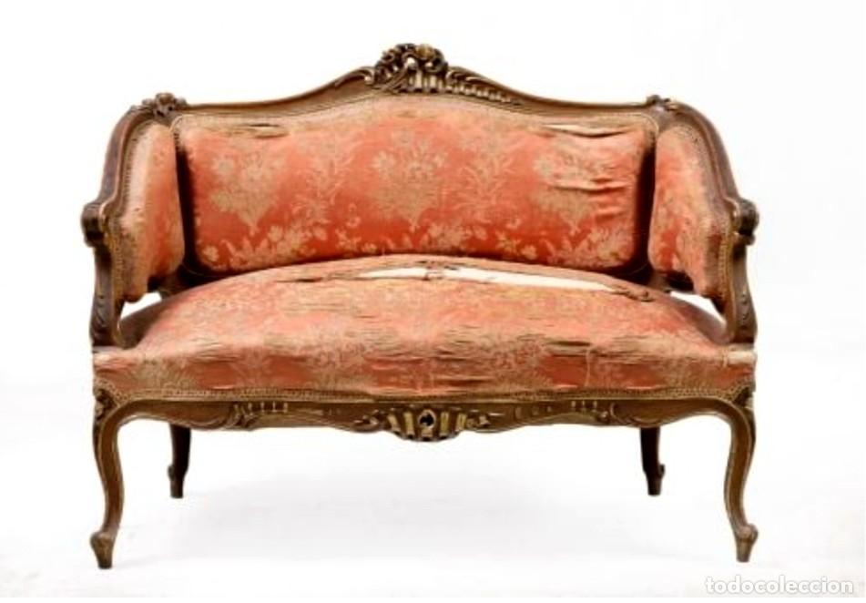 Antig&uuml;edades: Canape, sofa barroco en madera tallada y sobredorada SXIX