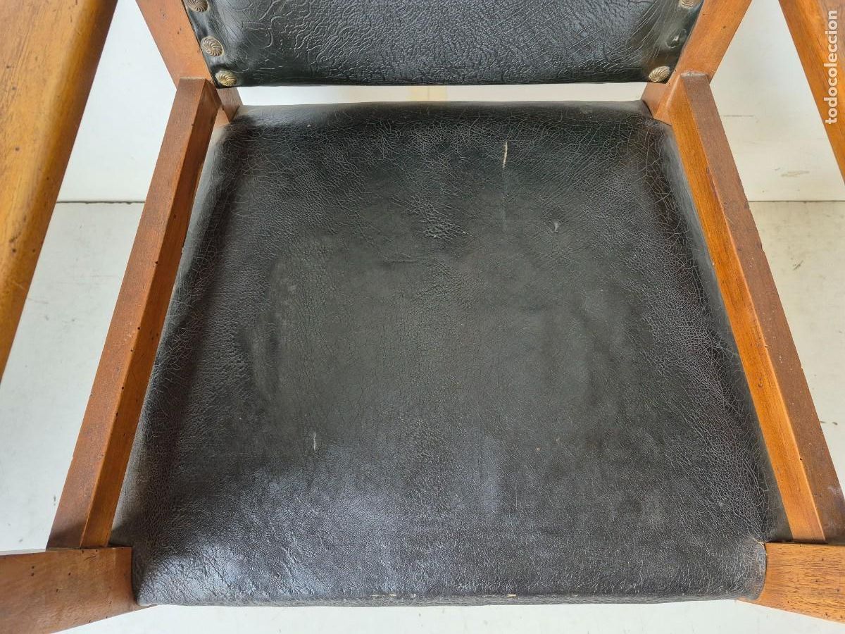 Antig&uuml;edades: Sill&oacute;n de Despacho - Madera y Cuero - S.XIX - Foto 4