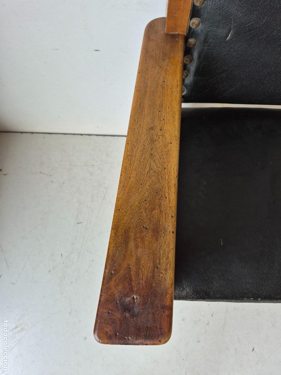 Antig&uuml;edades: Sill&oacute;n de Despacho - Madera y Cuero - S.XIX - Foto 6