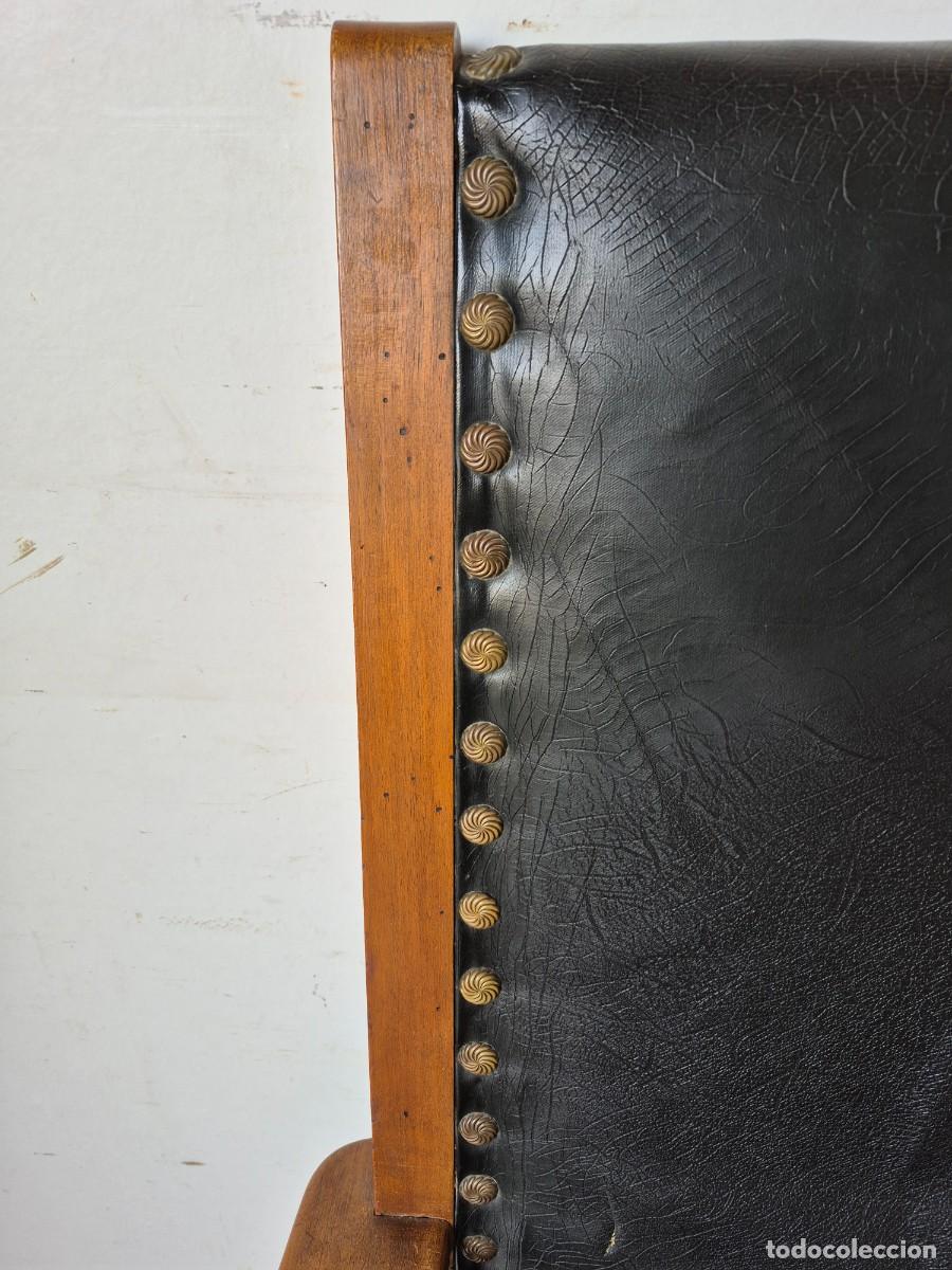 Antig&uuml;edades: Sill&oacute;n de Despacho - Madera y Cuero - S.XIX - Foto 8
