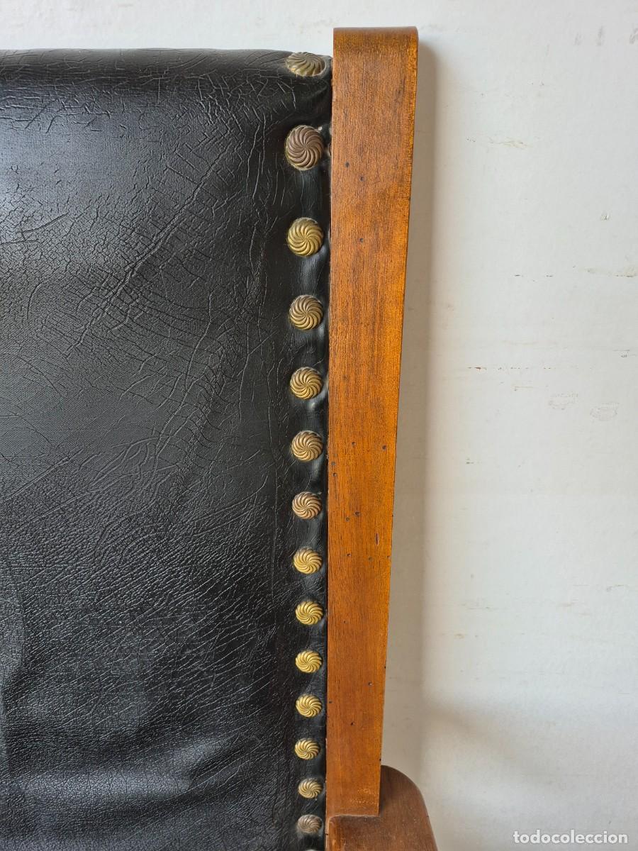 Antig&uuml;edades: Sill&oacute;n de Despacho - Madera y Cuero - S.XIX - Foto 9