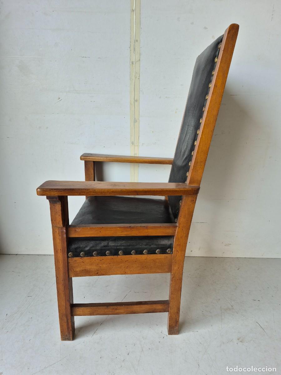 Antig&uuml;edades: Sill&oacute;n de Despacho - Madera y Cuero - S.XIX - Foto 14