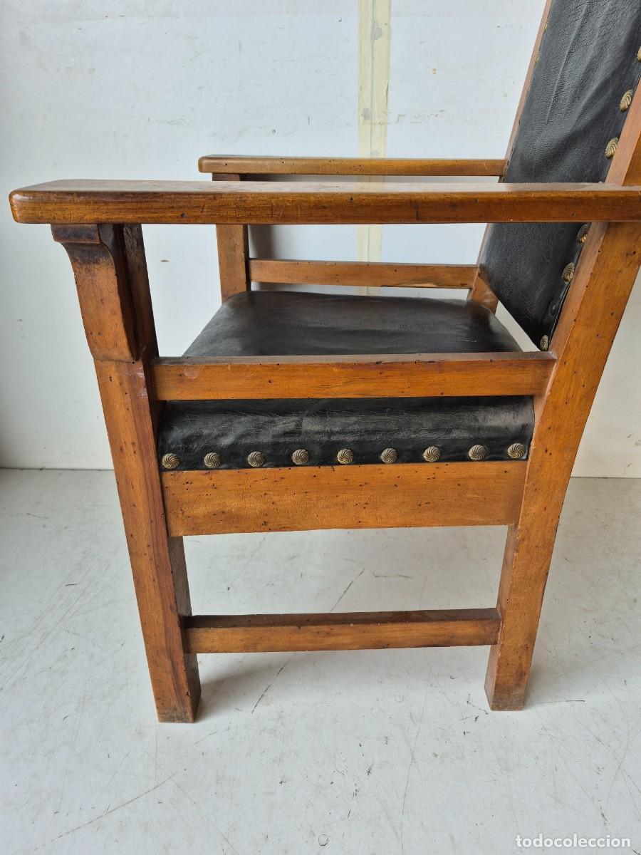 Antig&uuml;edades: Sill&oacute;n de Despacho - Madera y Cuero - S.XIX - Foto 15