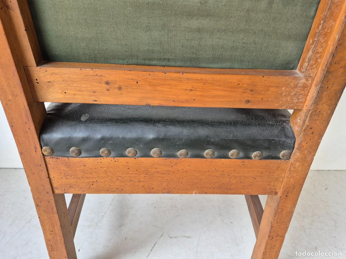 Antig&uuml;edades: Sill&oacute;n de Despacho - Madera y Cuero - S.XIX - Foto 19