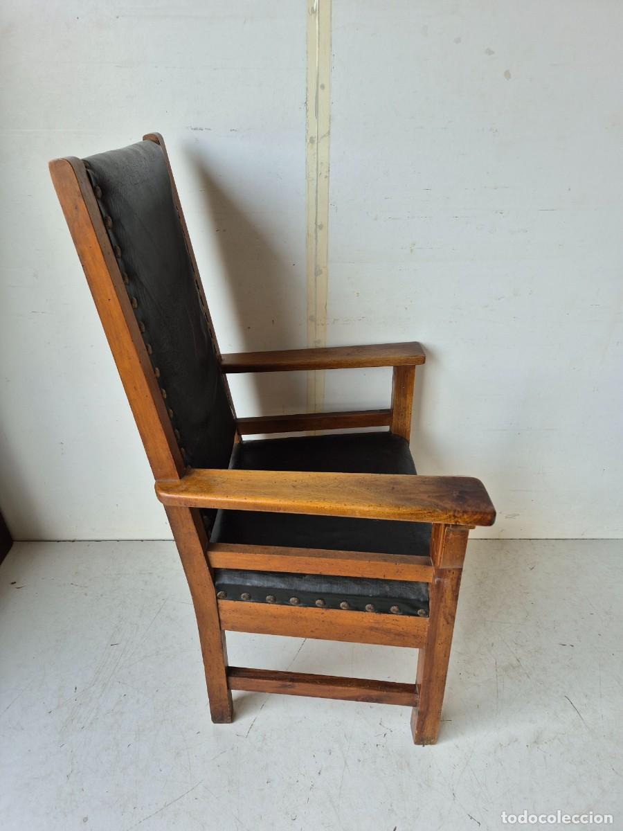 Antig&uuml;edades: Sill&oacute;n de Despacho - Madera y Cuero - S.XIX - Foto 20