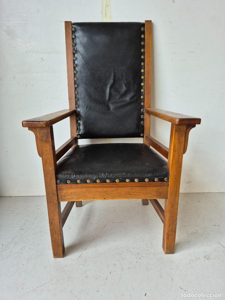 Antig&uuml;edades: Sill&oacute;n de Despacho - Madera y Cuero - S.XIX - Foto 23