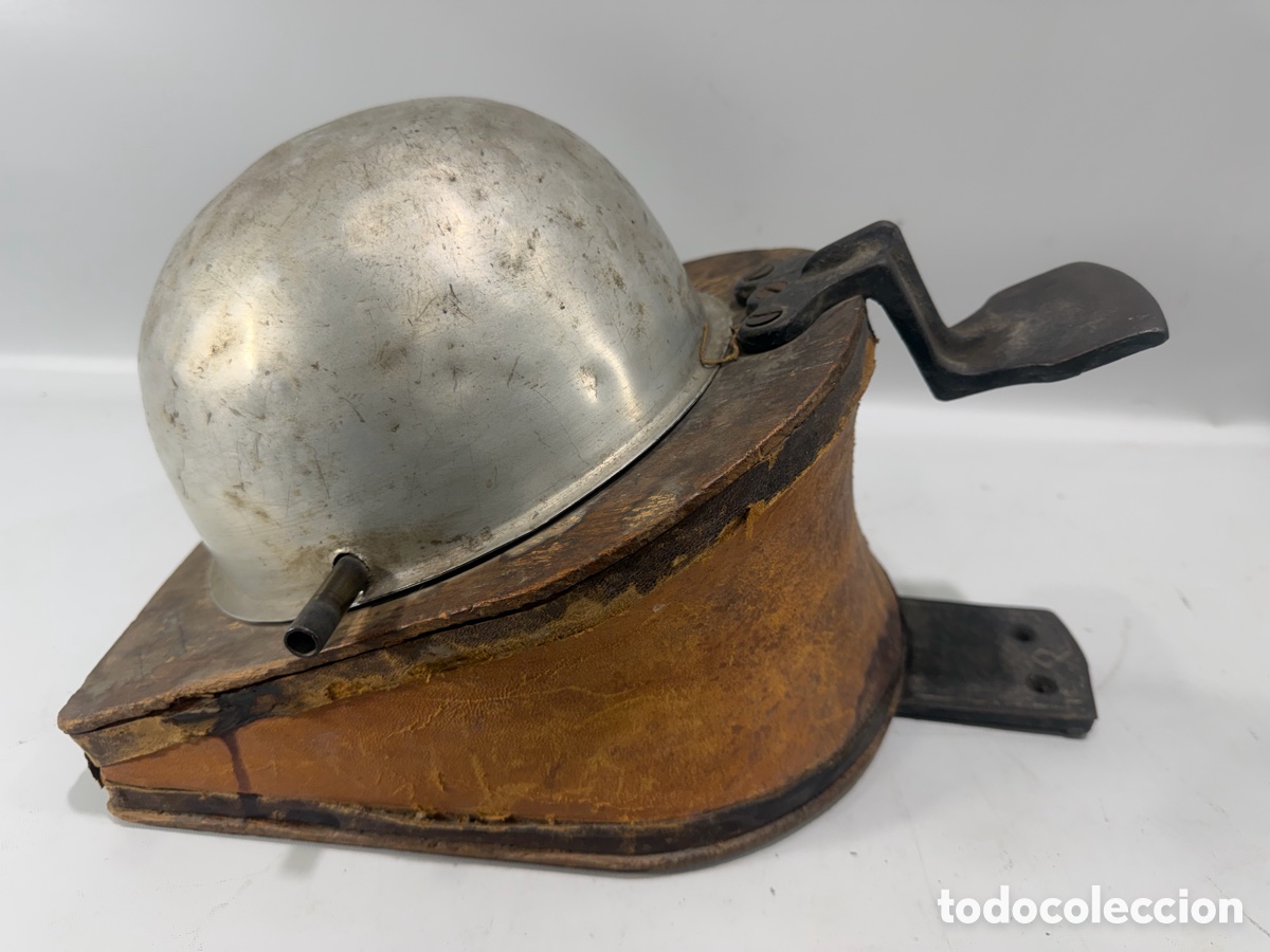 Antig&uuml;edades: ANTIGUO FUELLE DE PIE PARA JOYERO U ORFEBRE &ndash; MADERA, CUERO Y METAL &ndash; FUNCIONANDO
