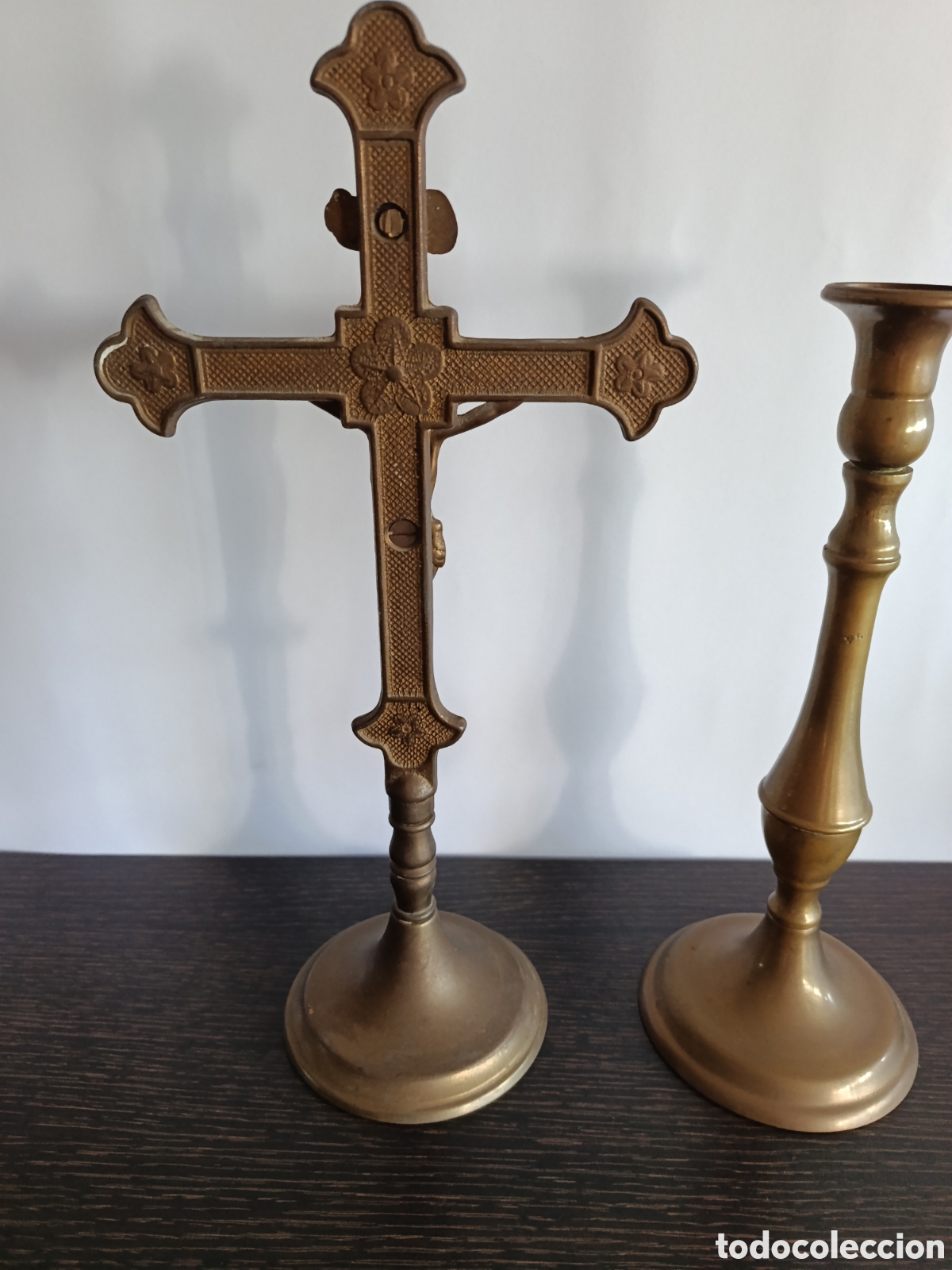 Antig&uuml;edades: Conjunto antiguo de altar en bronce - Foto 2