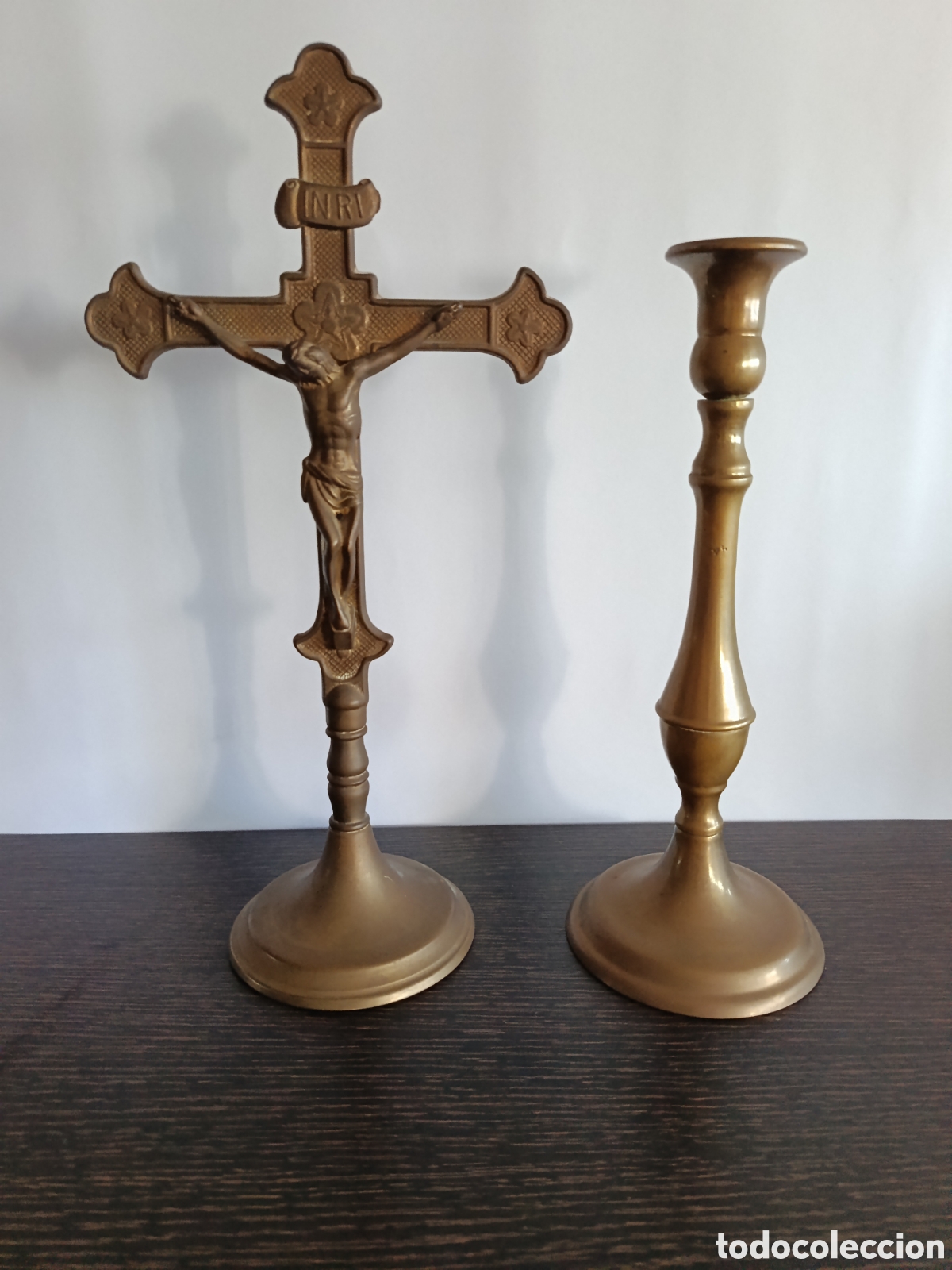 Antig&uuml;edades: Conjunto antiguo de altar en bronce - Foto 1
