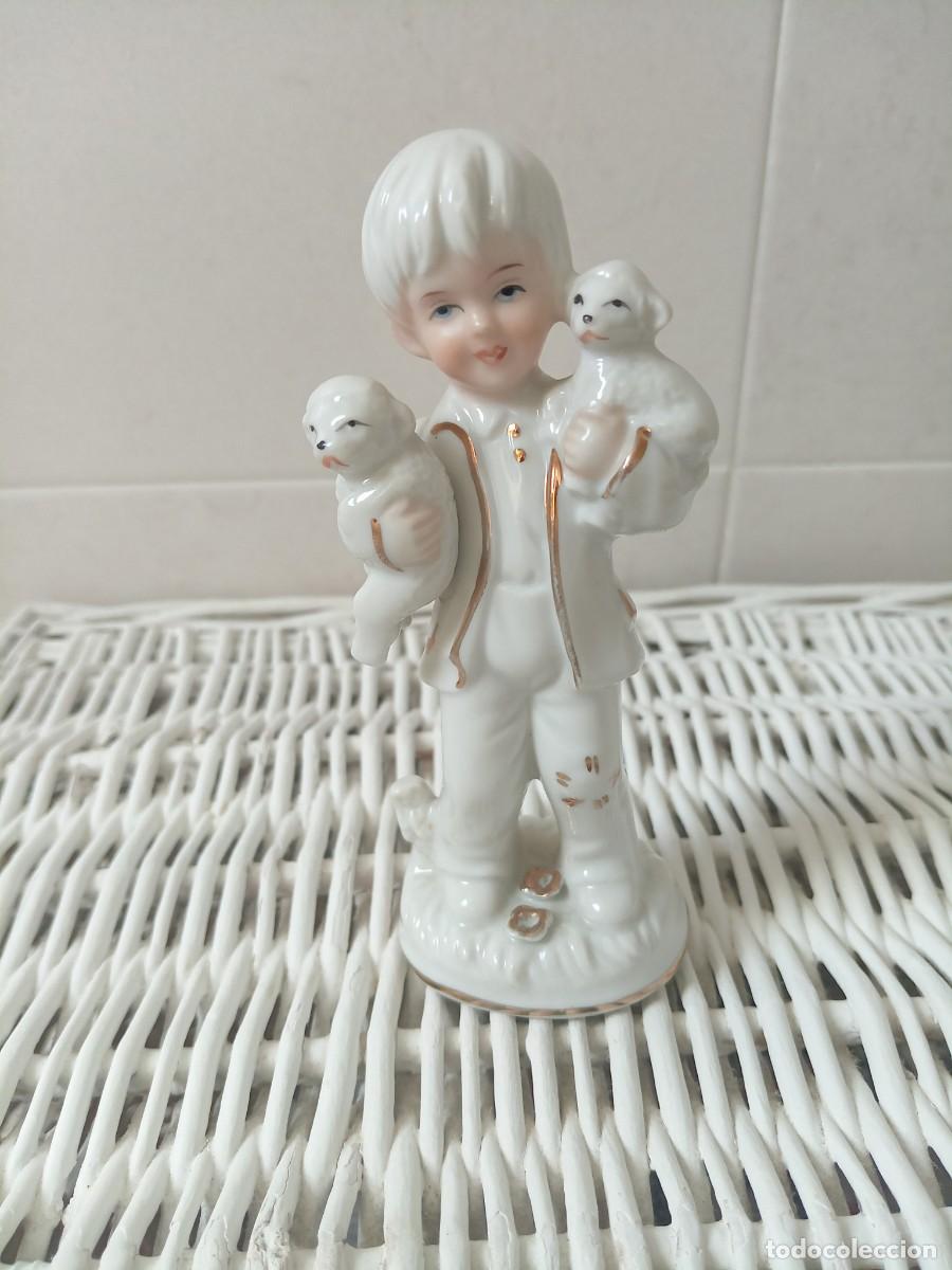 Antig&uuml;edades: Figura de porcelana Ni&ntilde;o pastor vintage