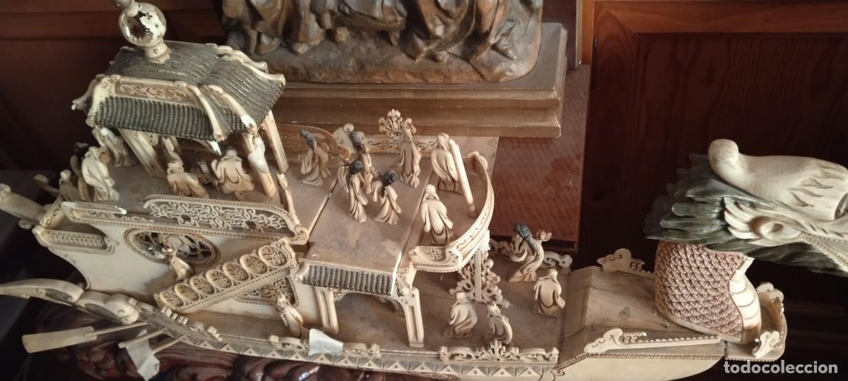 Antiques: BARCO CHINO U ORIENTAL MATERIAL DURO Y PESADO. NUMEROSAS FIGURAS