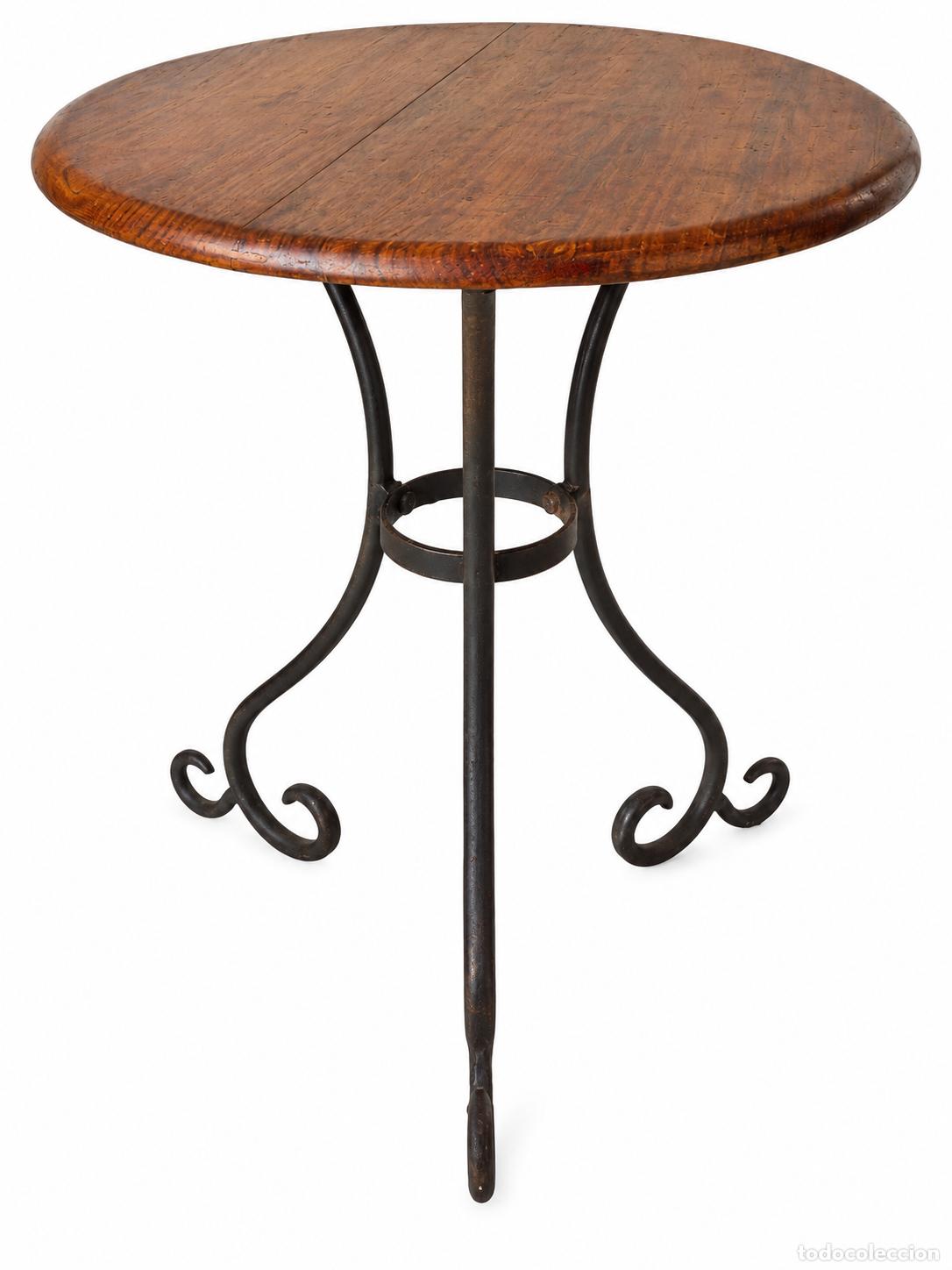 Antig&uuml;edades: Mesa Redonda, Velador, Bistrot - Hierro Forjado - Sobre en Madera