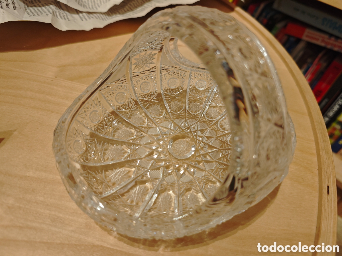 Antig&uuml;edades: Cesta de cristal tallado - Foto 3
