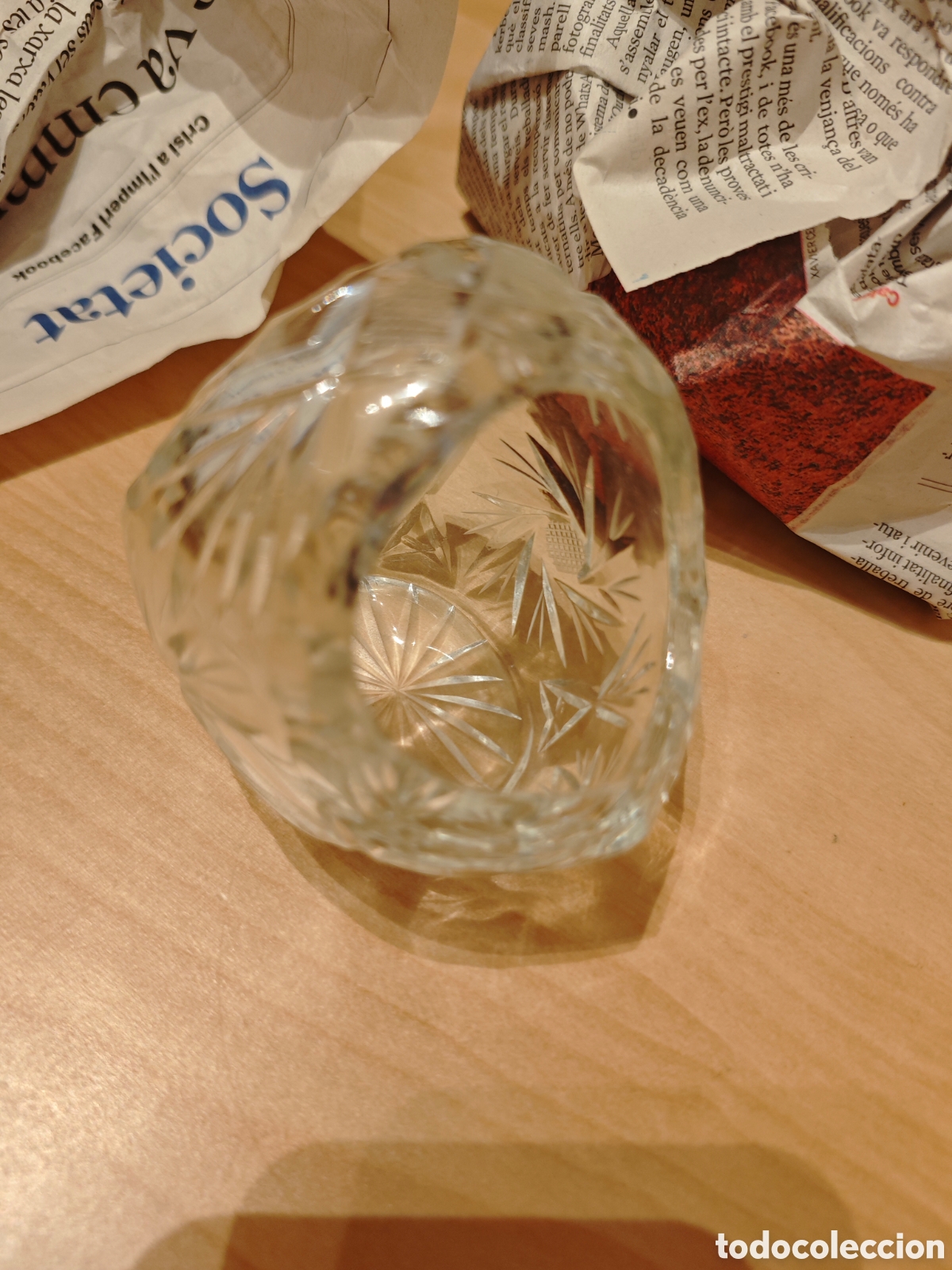 Antig&uuml;edades: Cestita de cristal tallado - Foto 3