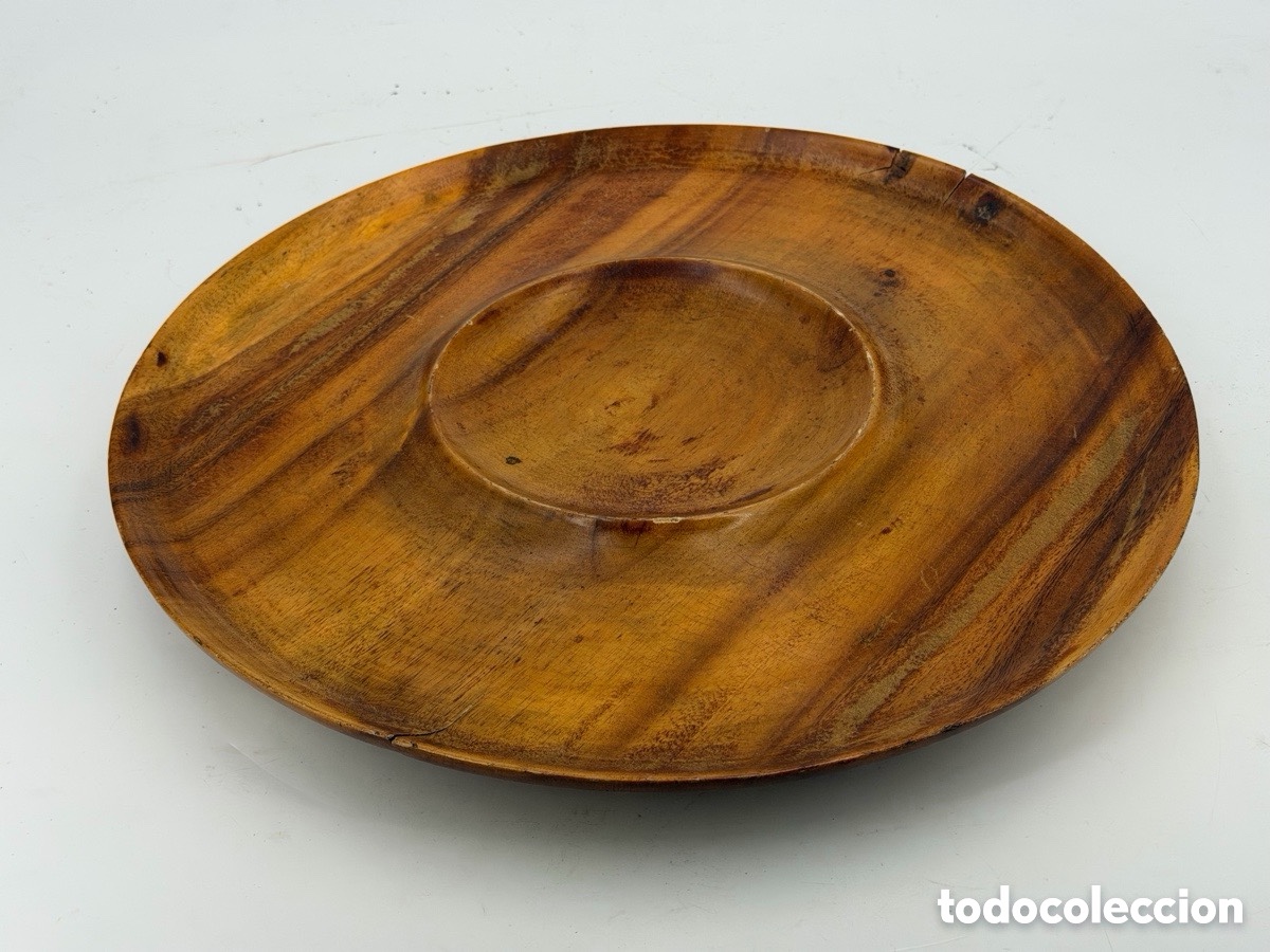 Antig&uuml;edades: Gran bandeja de madera de acacia - Foto 2