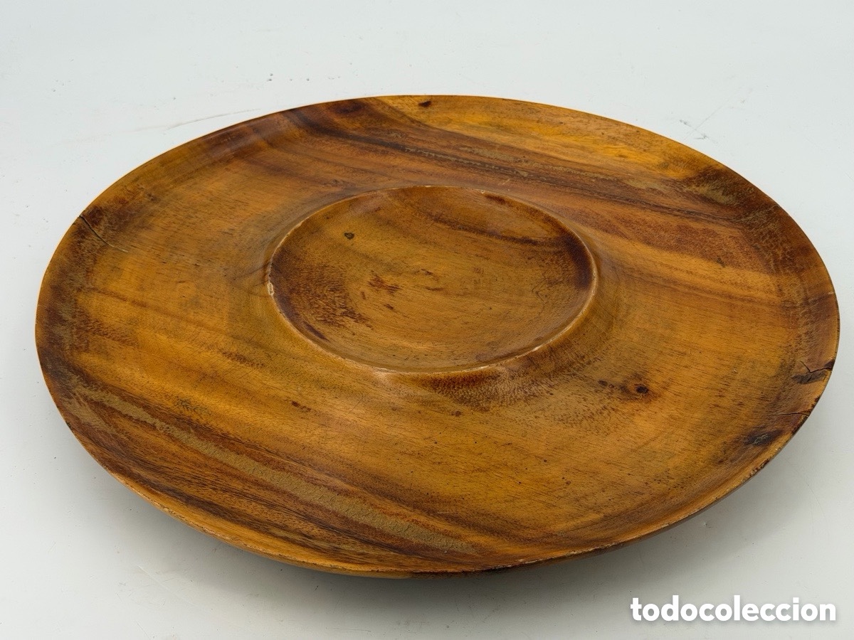 Antig&uuml;edades: Gran bandeja de madera de acacia - Foto 5
