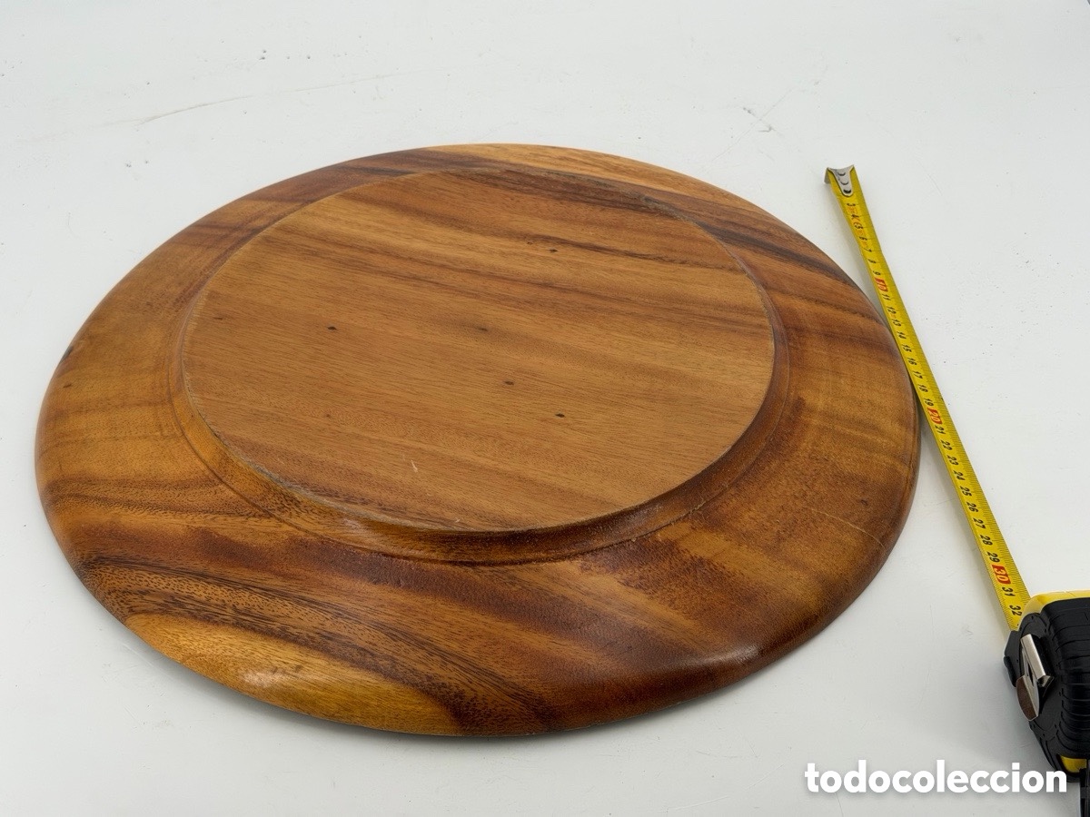Antig&uuml;edades: Gran bandeja de madera de acacia - Foto 7
