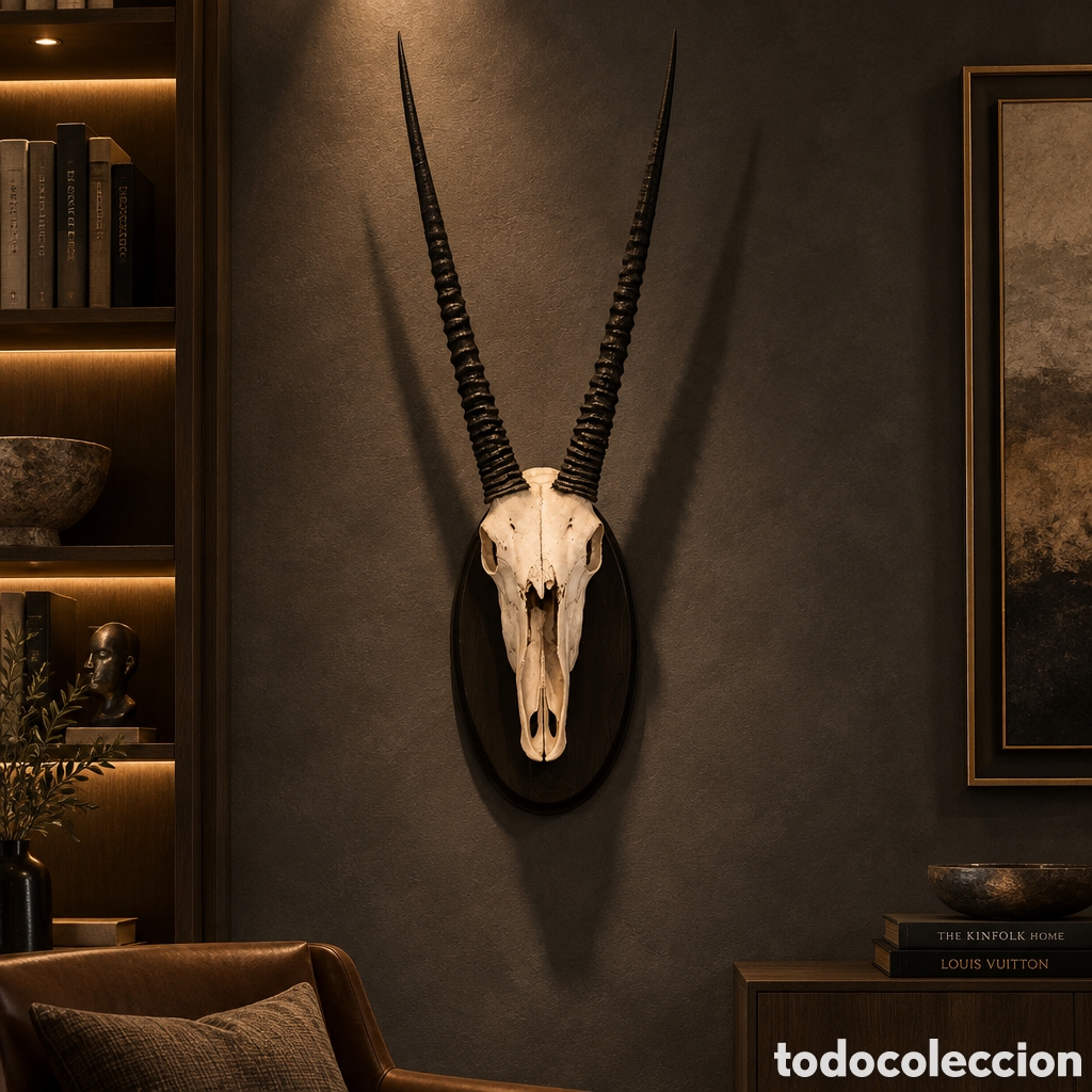 Antiguidades: GRAN TROFEO DE CAZA . ORYX GAZELLA . NAMIBIA . LONGITUD CUERNA 87 cm
