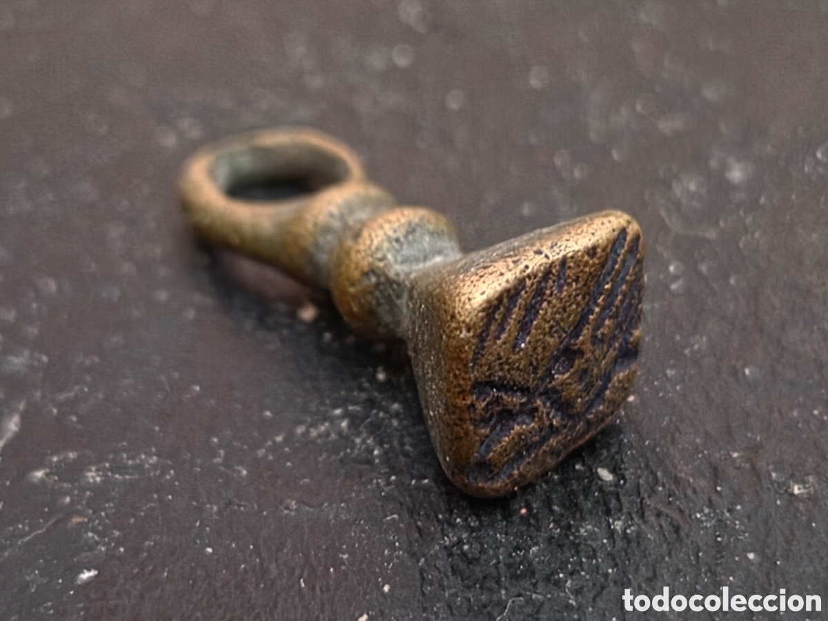 Antig&uuml;edades: *Sello de estampa isl&aacute;mico de bronce &mdash; siglos XIV-XV d.C. (&eacute;poca mameluca / otomana temprana)* -