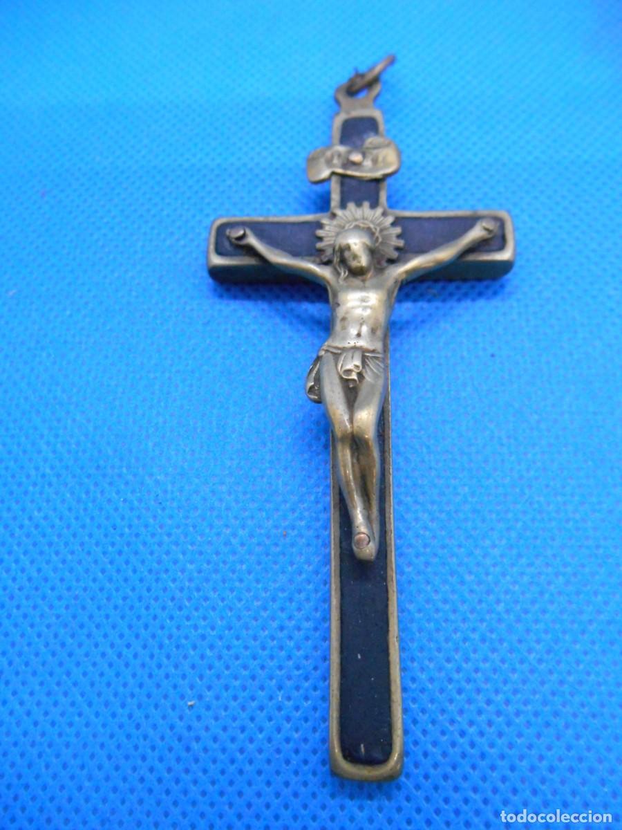 Antig&uuml;edades: ANTIGUO CRUCIFIJO EN BRONCE Y &Eacute;BANO
