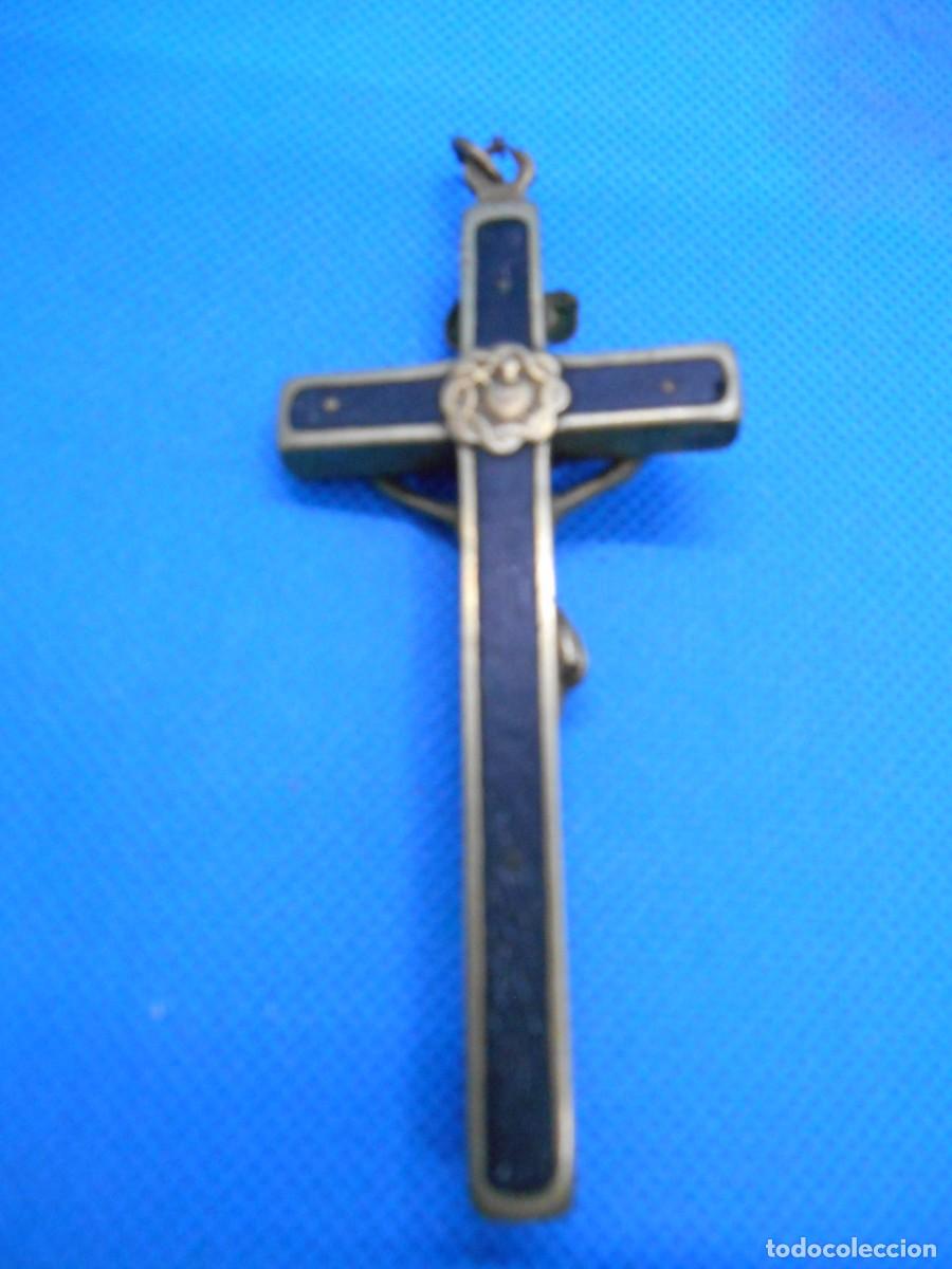 Antig&uuml;edades: ANTIGUO CRUCIFIJO EN BRONCE Y &Eacute;BANO - Foto 2