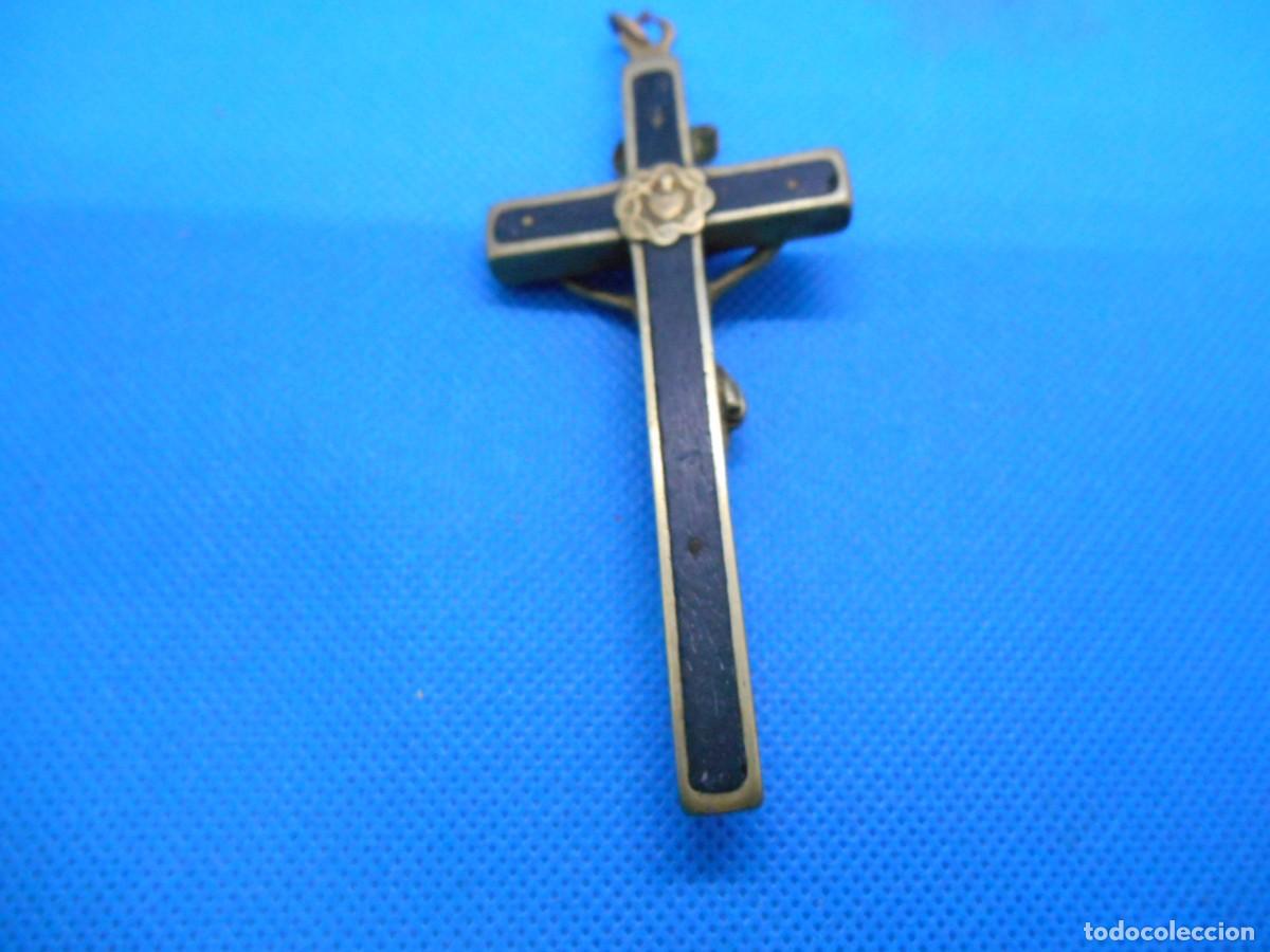 Antig&uuml;edades: ANTIGUO CRUCIFIJO EN BRONCE Y &Eacute;BANO - Foto 3