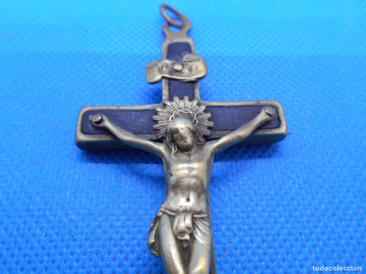 Antig&uuml;edades: ANTIGUO CRUCIFIJO EN BRONCE Y &Eacute;BANO - Foto 5