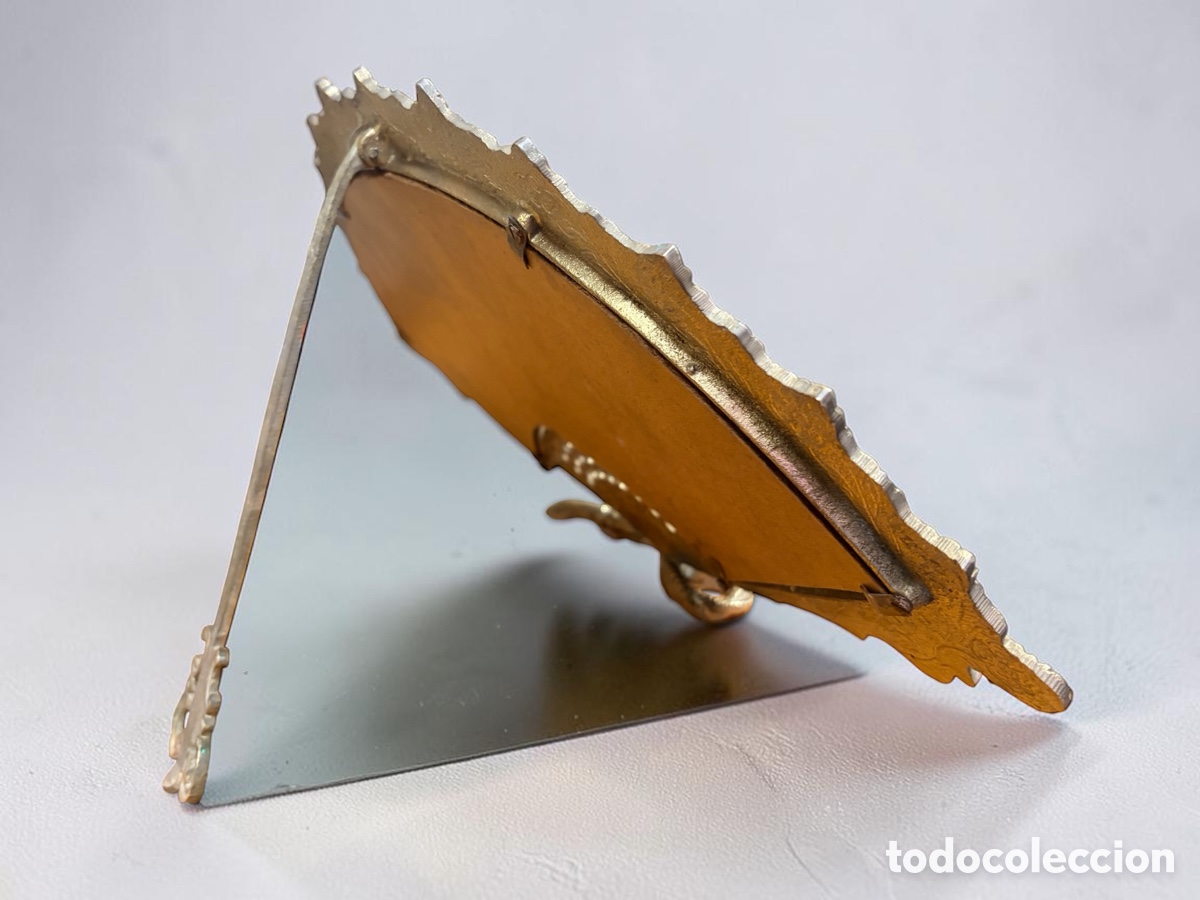 Antig&uuml;edades: Antiguo espejo de mesa en bronce - Foto 4