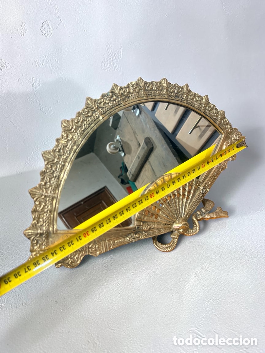 Antig&uuml;edades: Antiguo espejo de mesa en bronce - Foto 5