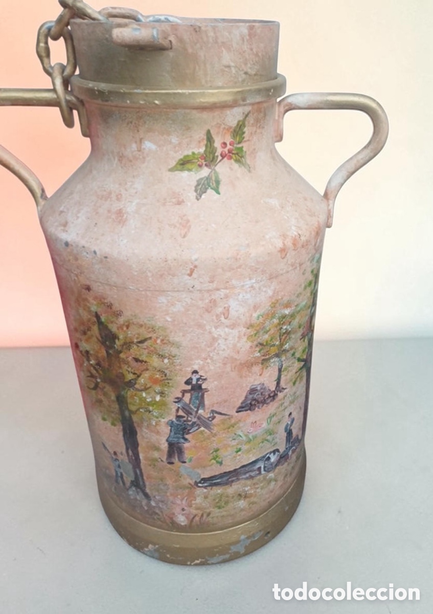 Antig&uuml;edades: Antigua lechera decorada a mano - Foto 2