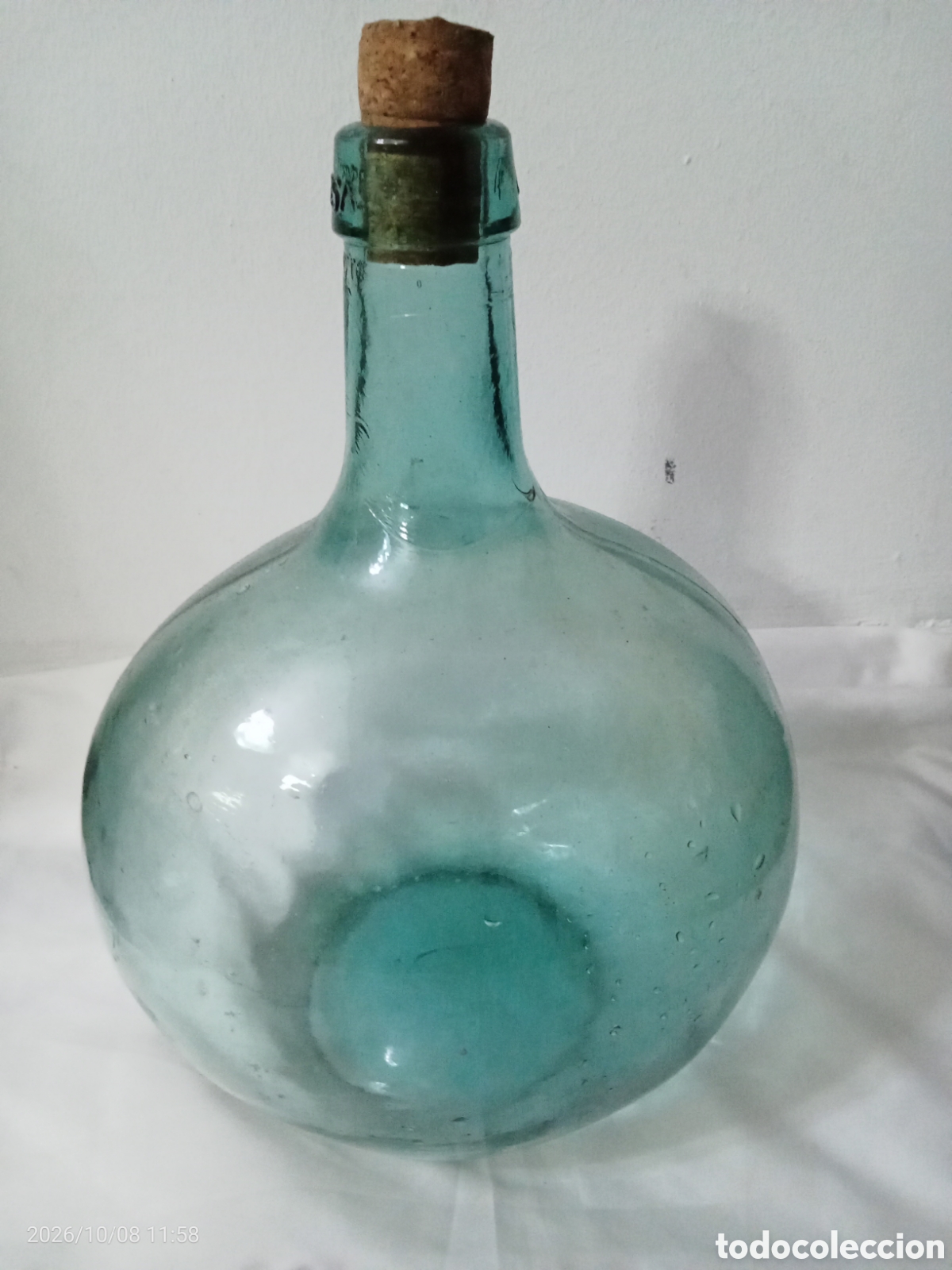 Antiguidades: Antigua botella garrafa vidrio soplado de cristal viresa