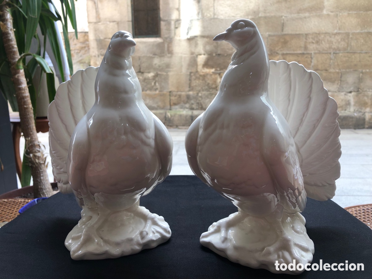 Antiquit&auml;ten: Pareja de Palomas / T&oacute;rtolas de Porcelana Hispania Made in Spain - Vintage A&ntilde;os 50/60