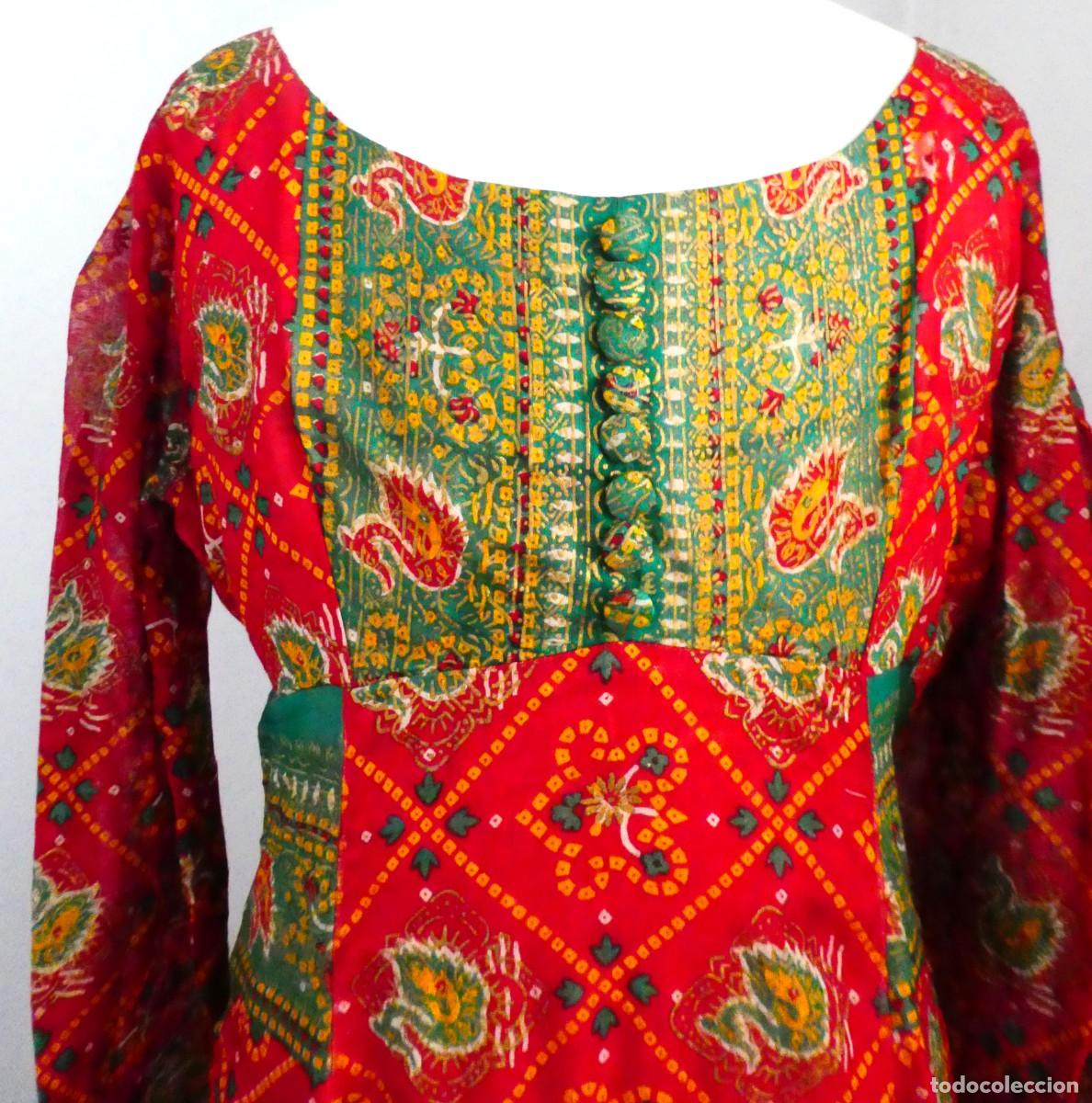 Antig&uuml;edades: ANTIGUO VESTIDO ESTAMPADO - Foto 1
