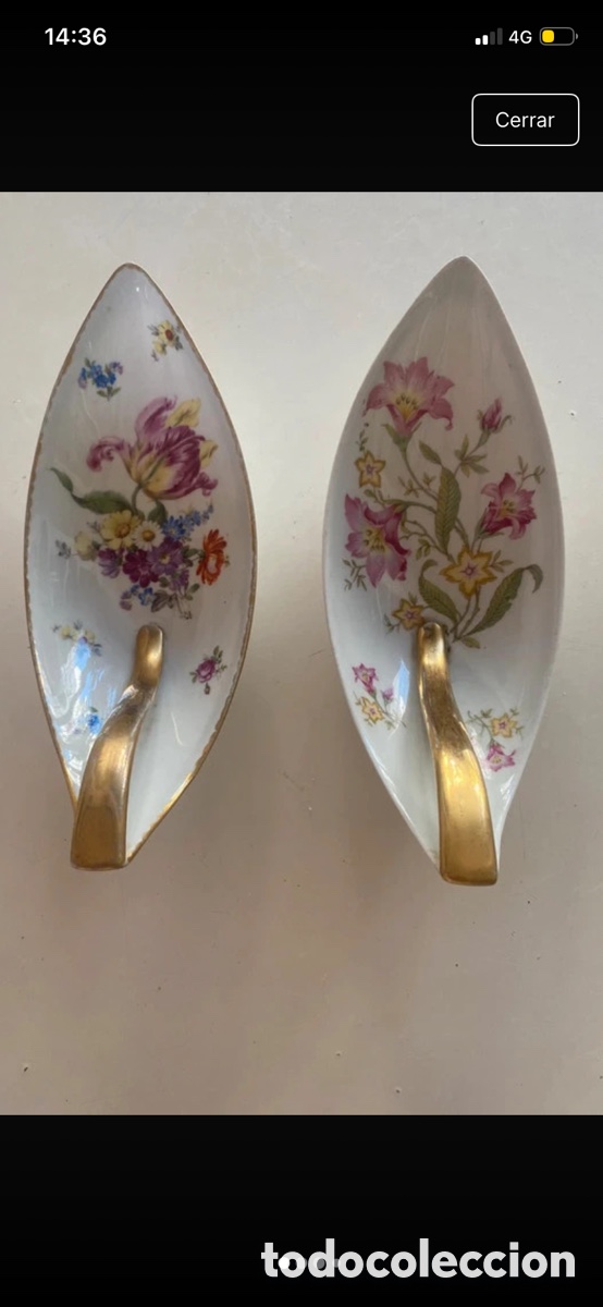 Antig&uuml;edades: Juego de bandejistas de porcelana antigua