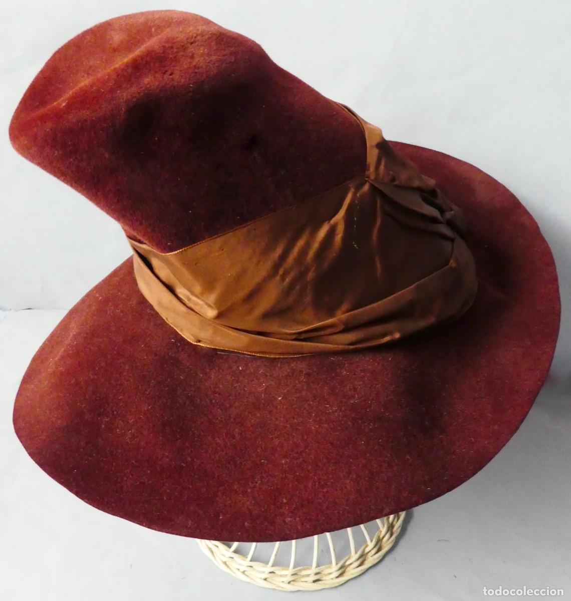 Antig&uuml;edades: ANTIGUO SOMBRERO DELANA TAFET&Aacute;N PRIMERA MITAD S. XX