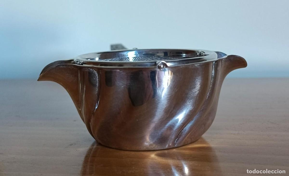 Antig&uuml;edades: Colador / Filtro de T&eacute; en Plata de Ley 925 y Madera &ndash; Estilo Vintage / Antiguo