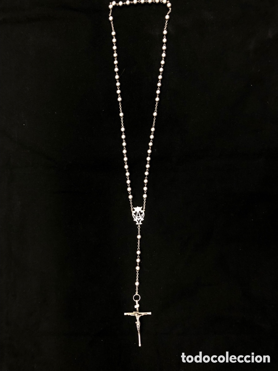 Antig&uuml;edades: Antiguo y Elegante Rosario de Plata de Ley 925