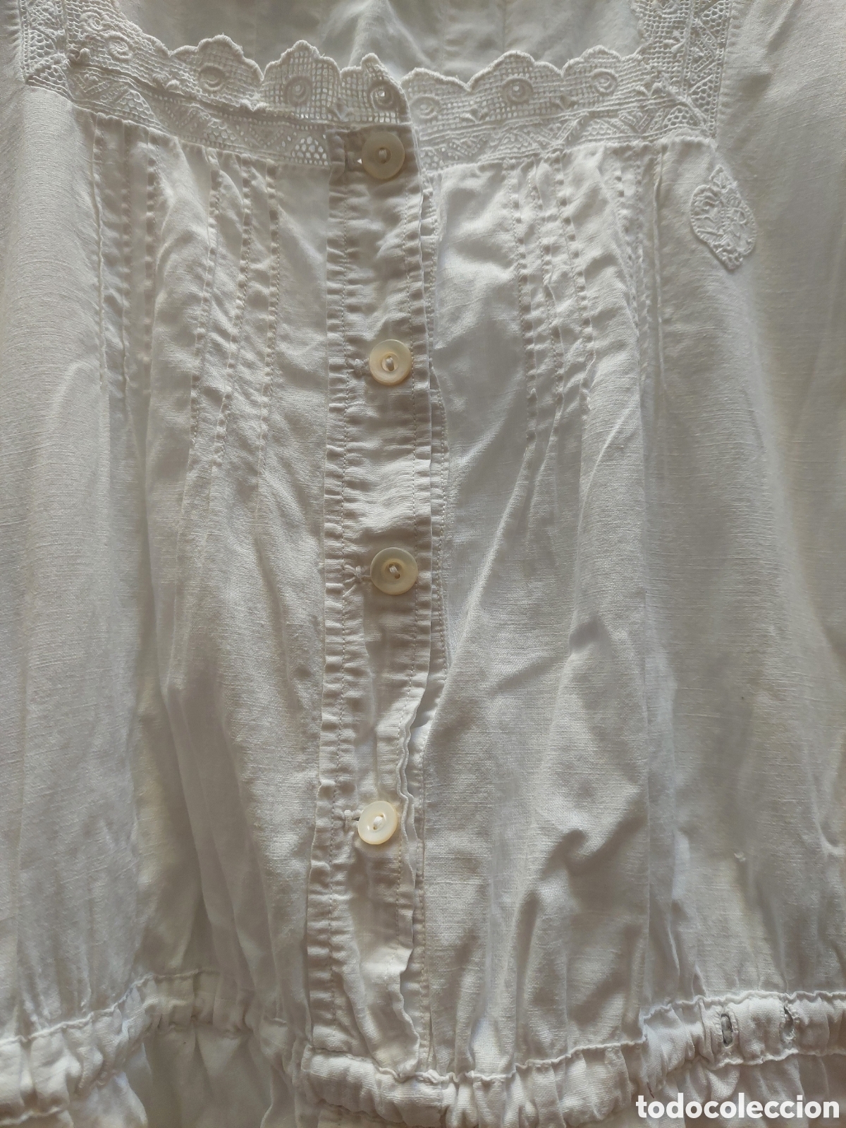 Antig&uuml;edades: Camis&oacute;n antiguo de algod&oacute;n principios s. XX - Foto 2