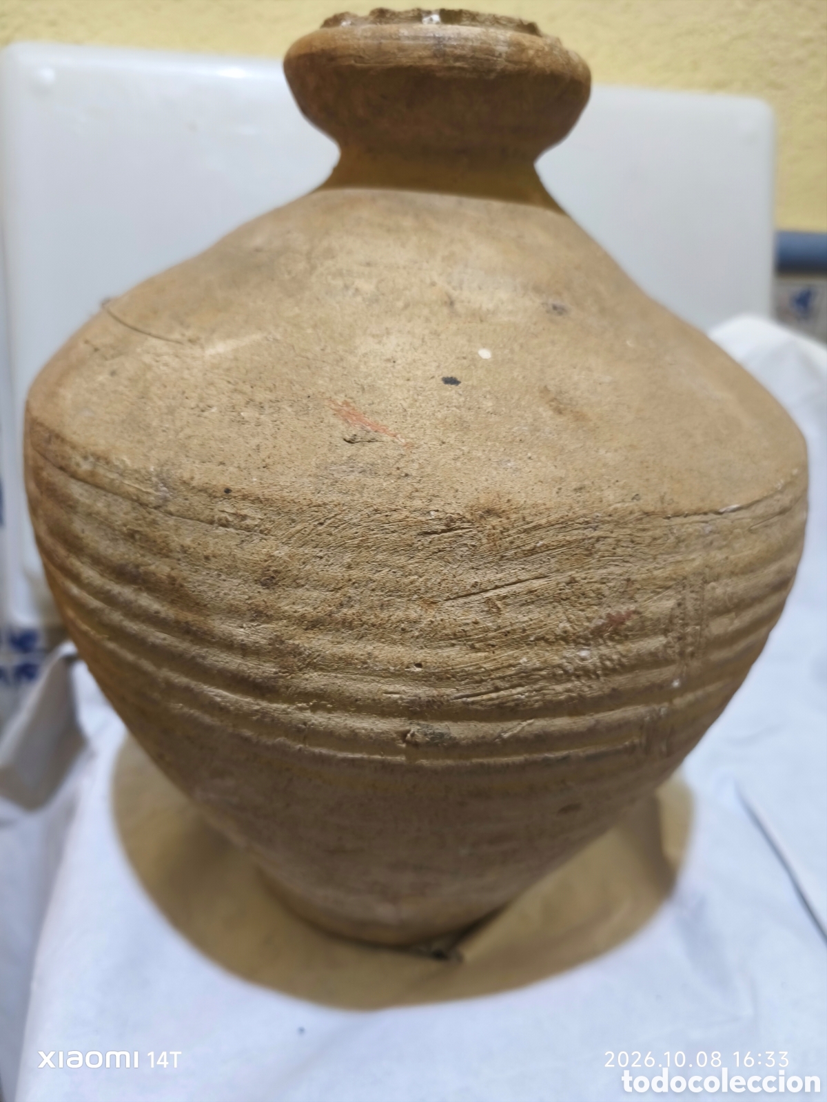 Antig&uuml;edades: Botija perulera de Triana (Sevilla) siglo XVI -XVII hallazgo en el centro hist&oacute;rico.32 cm.
