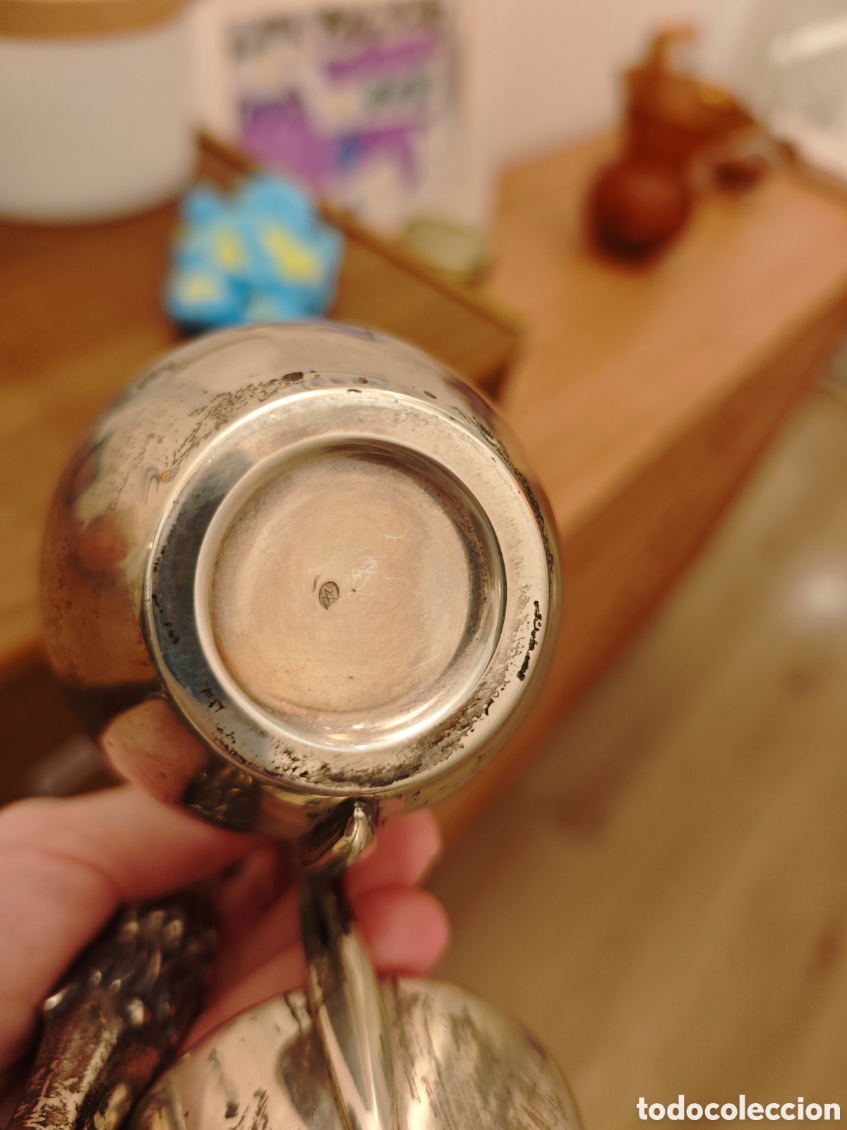 Antig&uuml;edades: Antigua vinagrera y aceitera cristal tallado plata - Foto 6