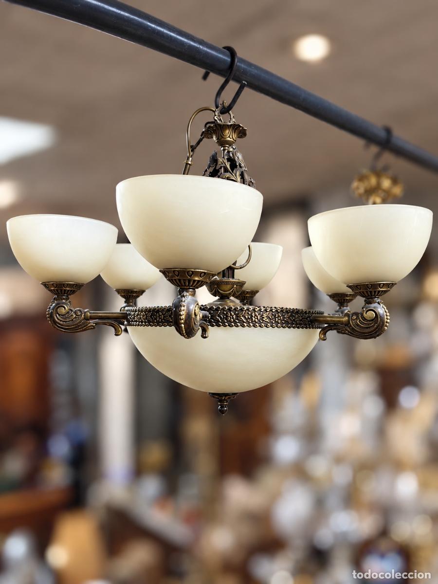 Antig&uuml;edades: lampara de bronce envejecido