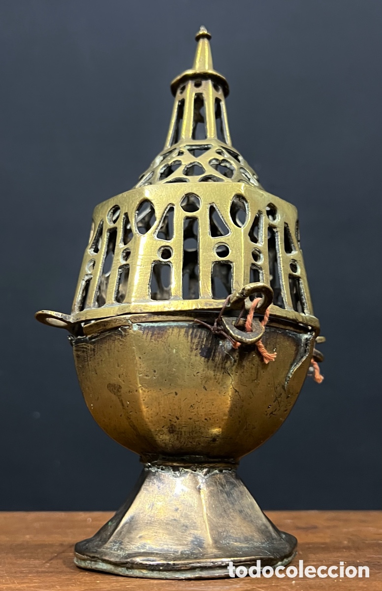 Antig&uuml;edades: Incensario de bronce, S.XVI - Foto 2