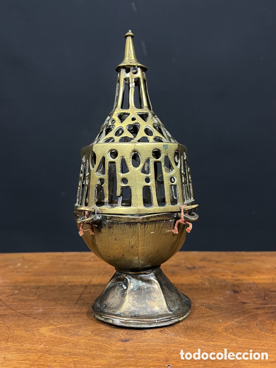 Antig&uuml;edades: Incensario de bronce, S.XVI - Foto 4