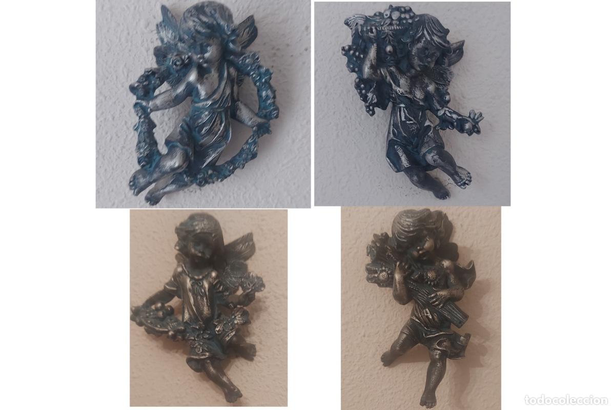 Antig&uuml;edades: 4 angelitos para colgar en la pared