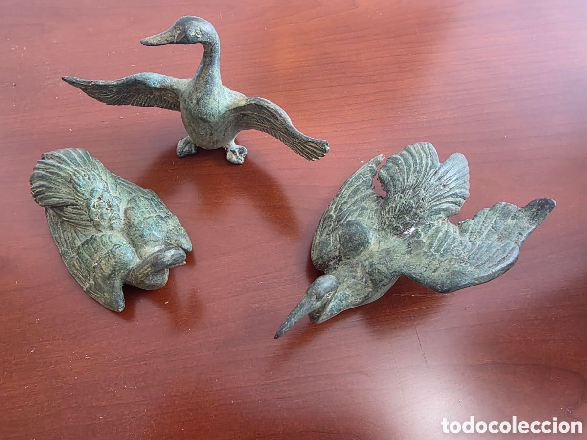 Antig&uuml;edades: Figuras de Patos Bronce P&aacute;tina Verde