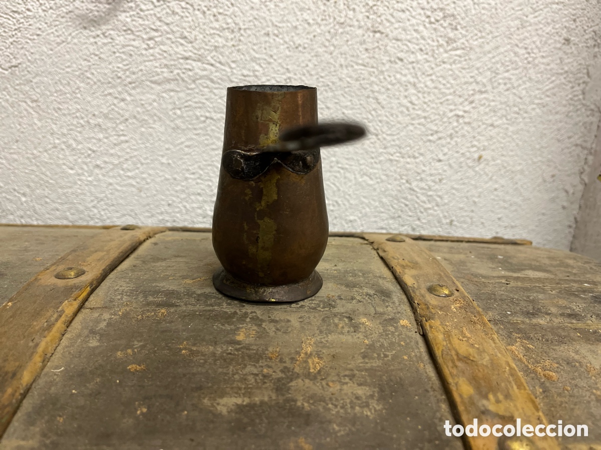Antig&uuml;edades: Cazo Chocolatera antigua de cobre con mango - Foto 5