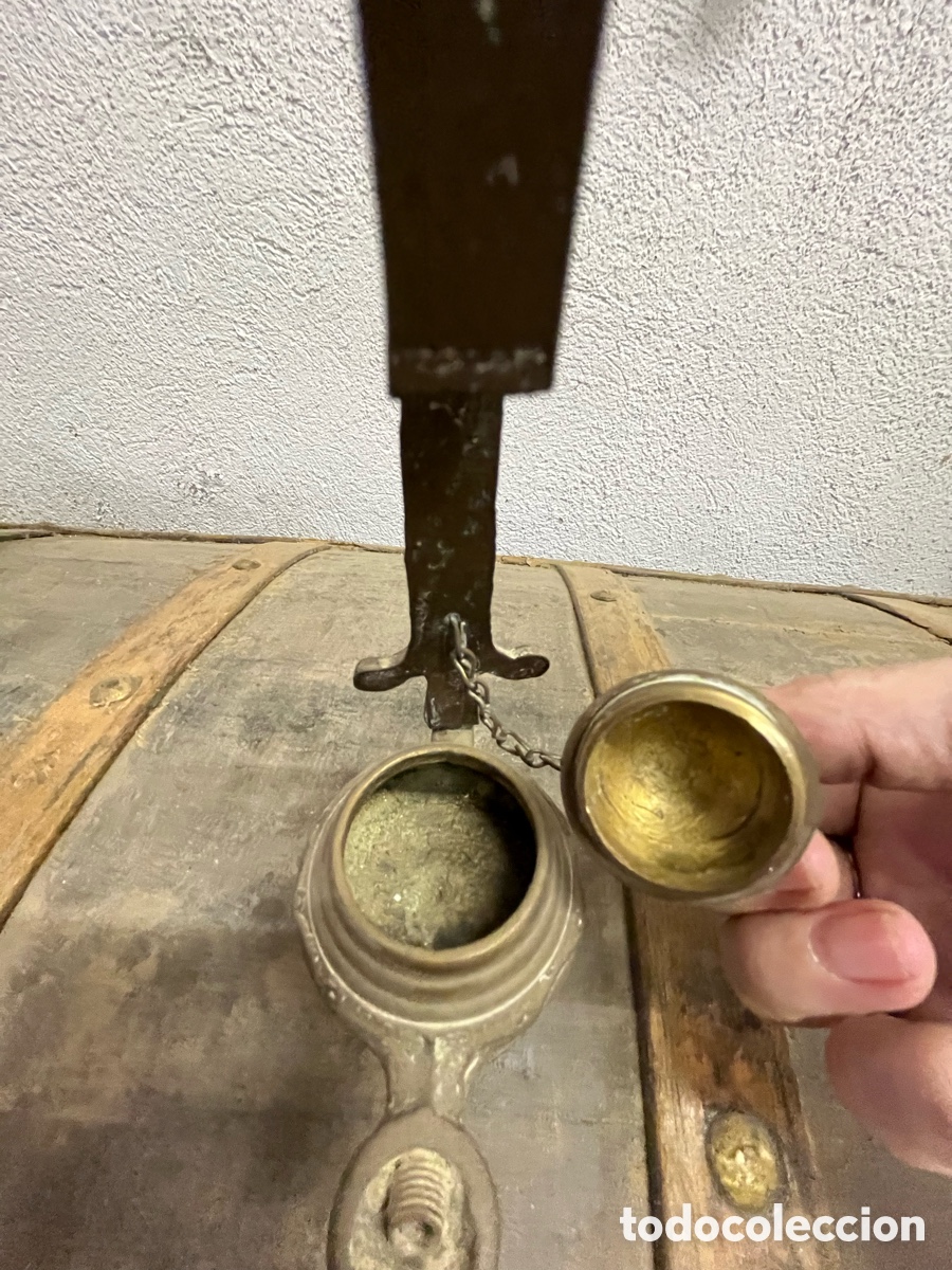 Antig&uuml;edades: L&aacute;mpara antigua de cobre/bronce - Foto 6