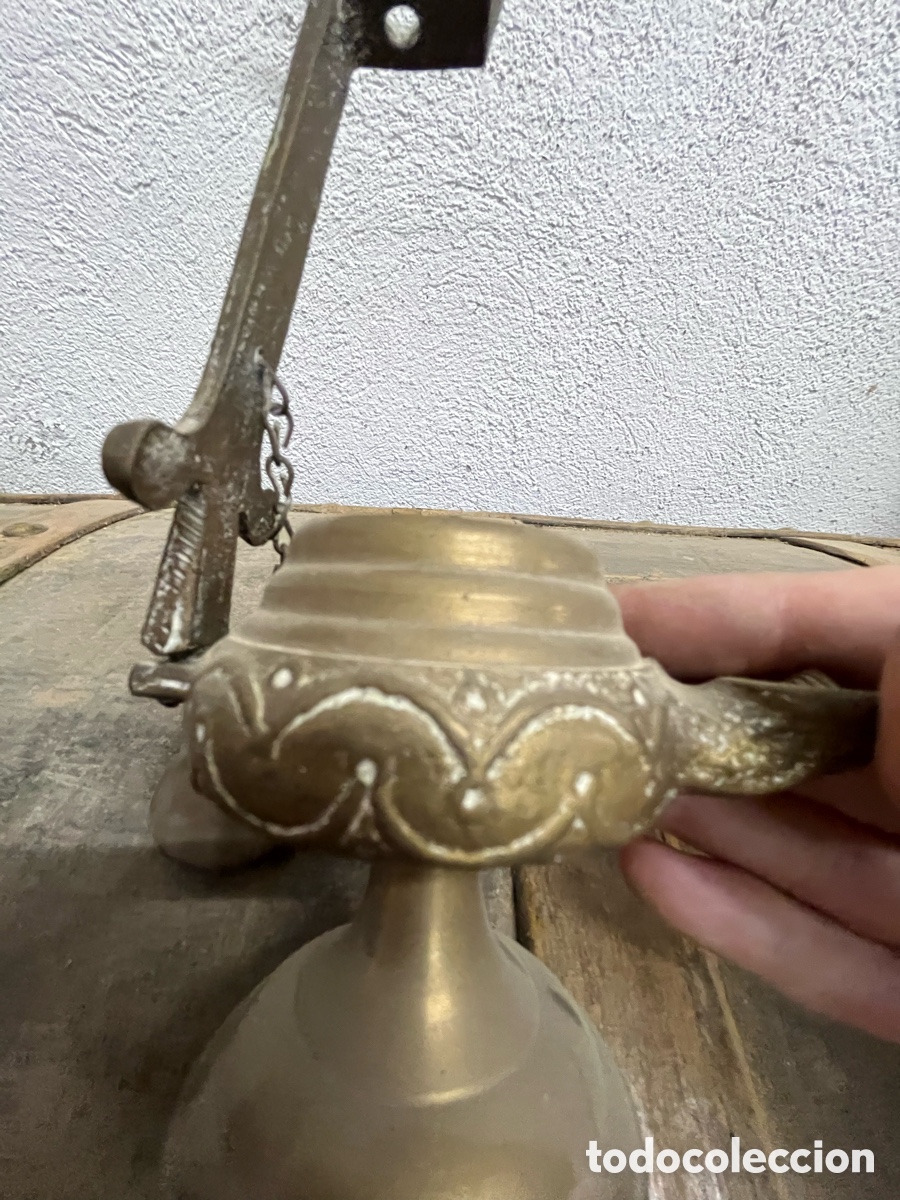 Antig&uuml;edades: L&aacute;mpara antigua de cobre/bronce