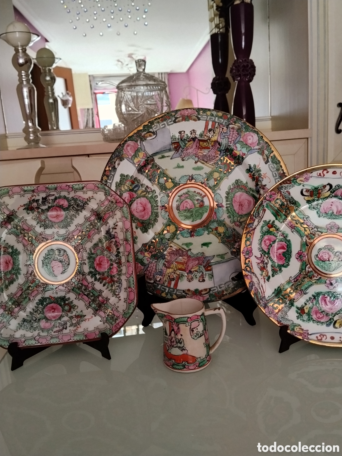Antig&uuml;edades: Lote 3 platos porcelana china de Macao